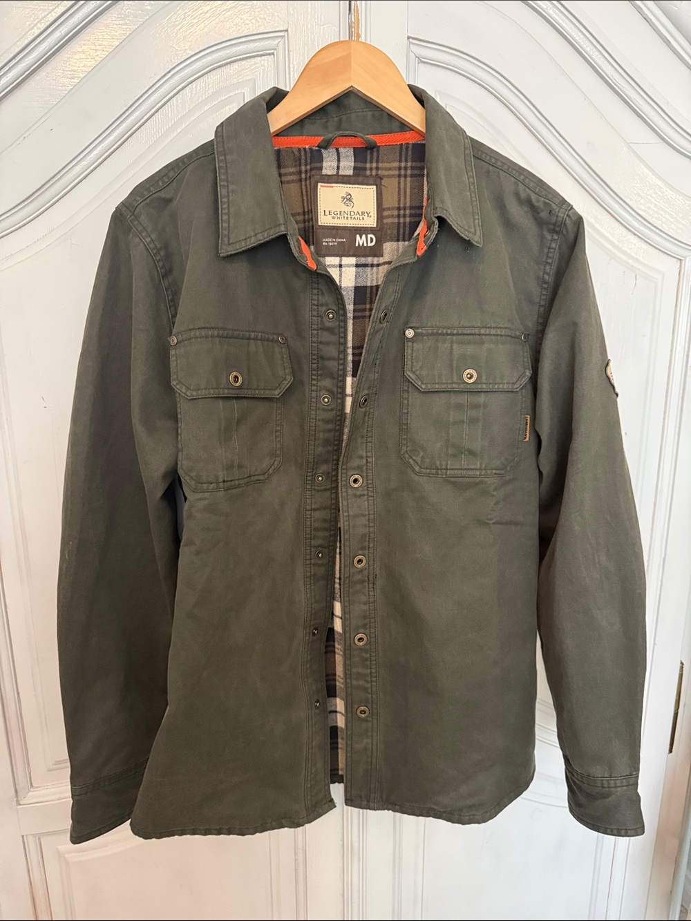 Legendary Whitetails Olive Green Fleece Lined Canvas Workwear Jacket Utility L